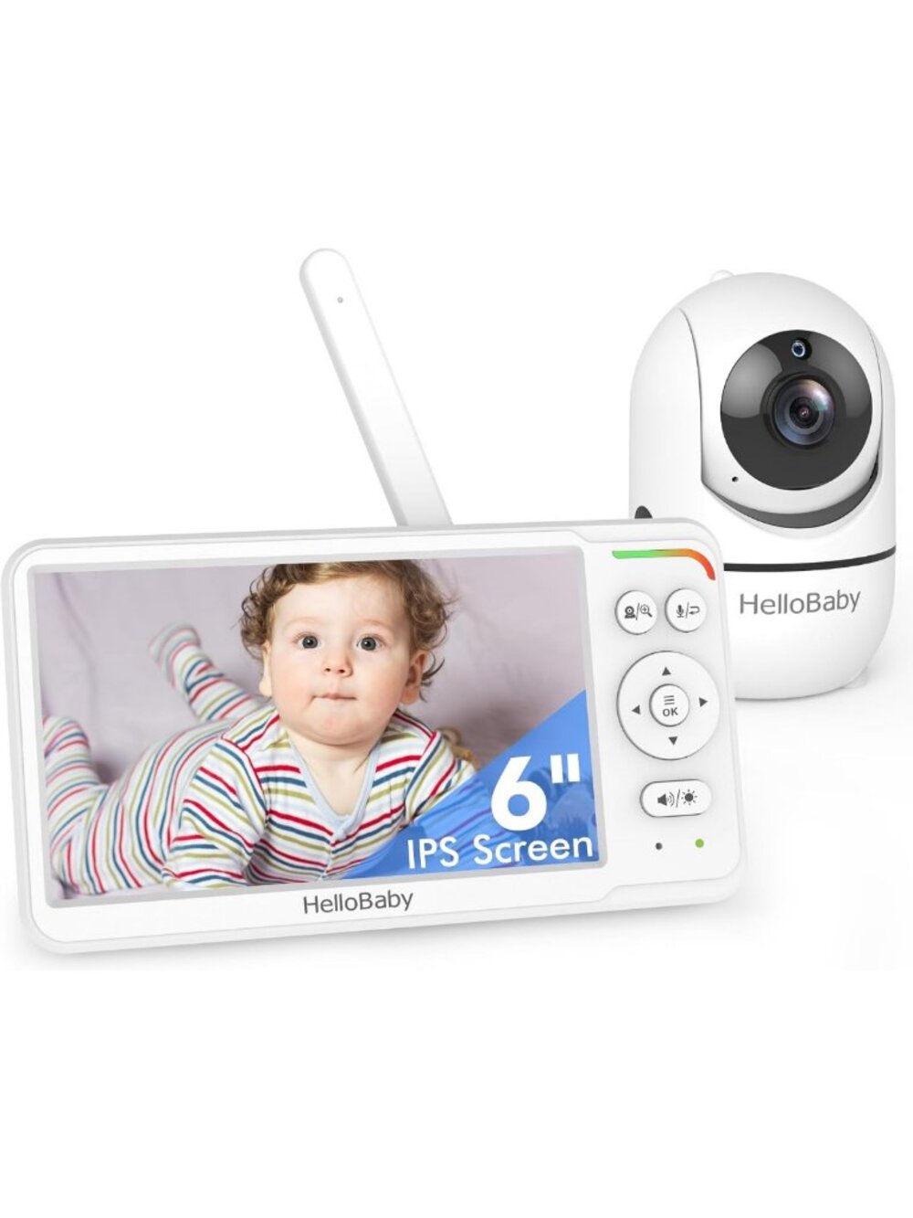 6'' No WiFi Video Baby Monitor with Camera & Audio, 30H Battery Life, Portable